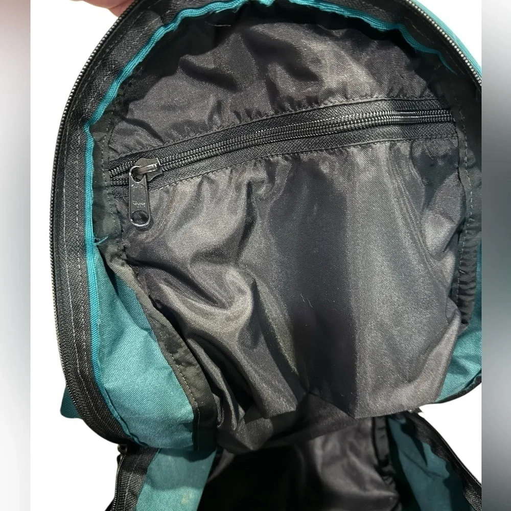 Vintage Alpine Green and Black Backpack Durable Fabric and Adjustable Straps EUC